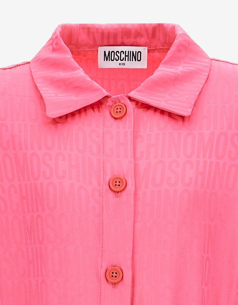 Girls Logo Shirt Dress in Pink