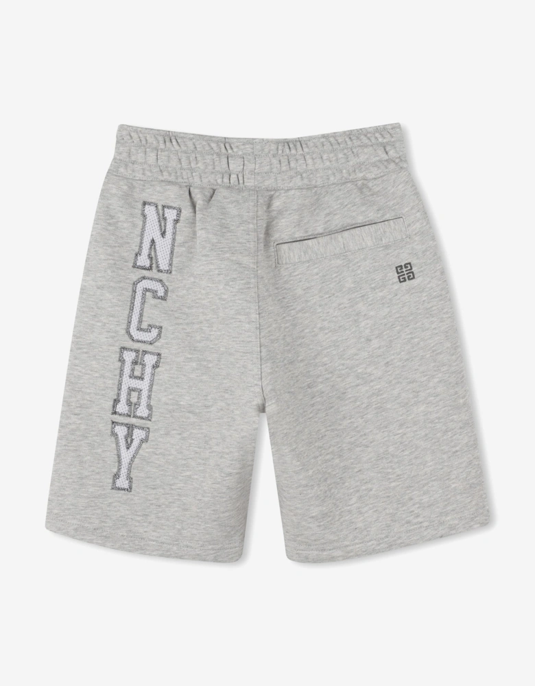 Boys Embroidered Applique Shorts in Grey