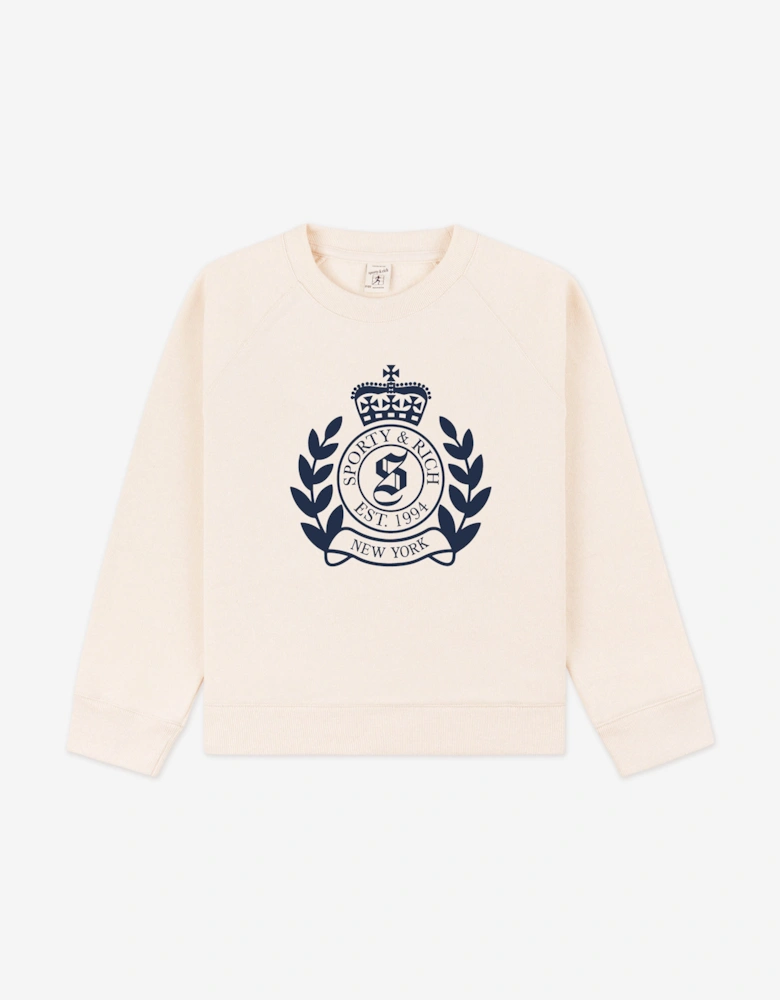 Kids H&W Crest Sweatshirt in Ivory