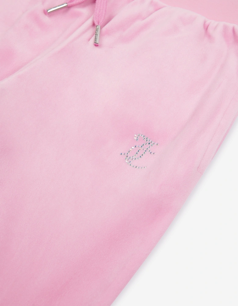 Girls Diamante Logo Bootcut Joggers in Pink