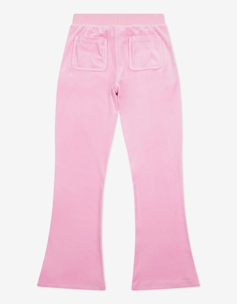 Girls Diamante Logo Bootcut Joggers in Pink