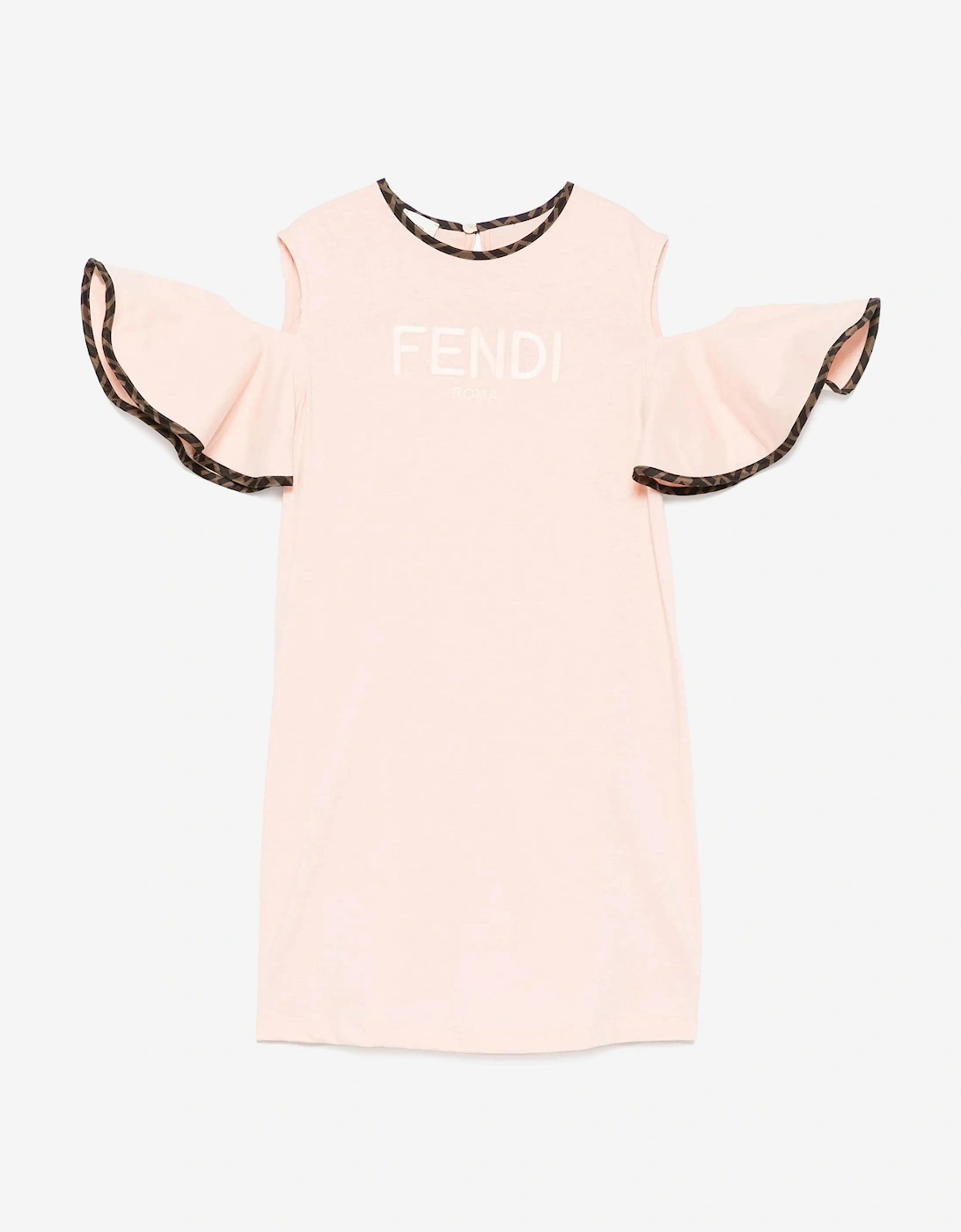 Girls Off The Shoulder Jersey Dress in Pink, 5 of 4