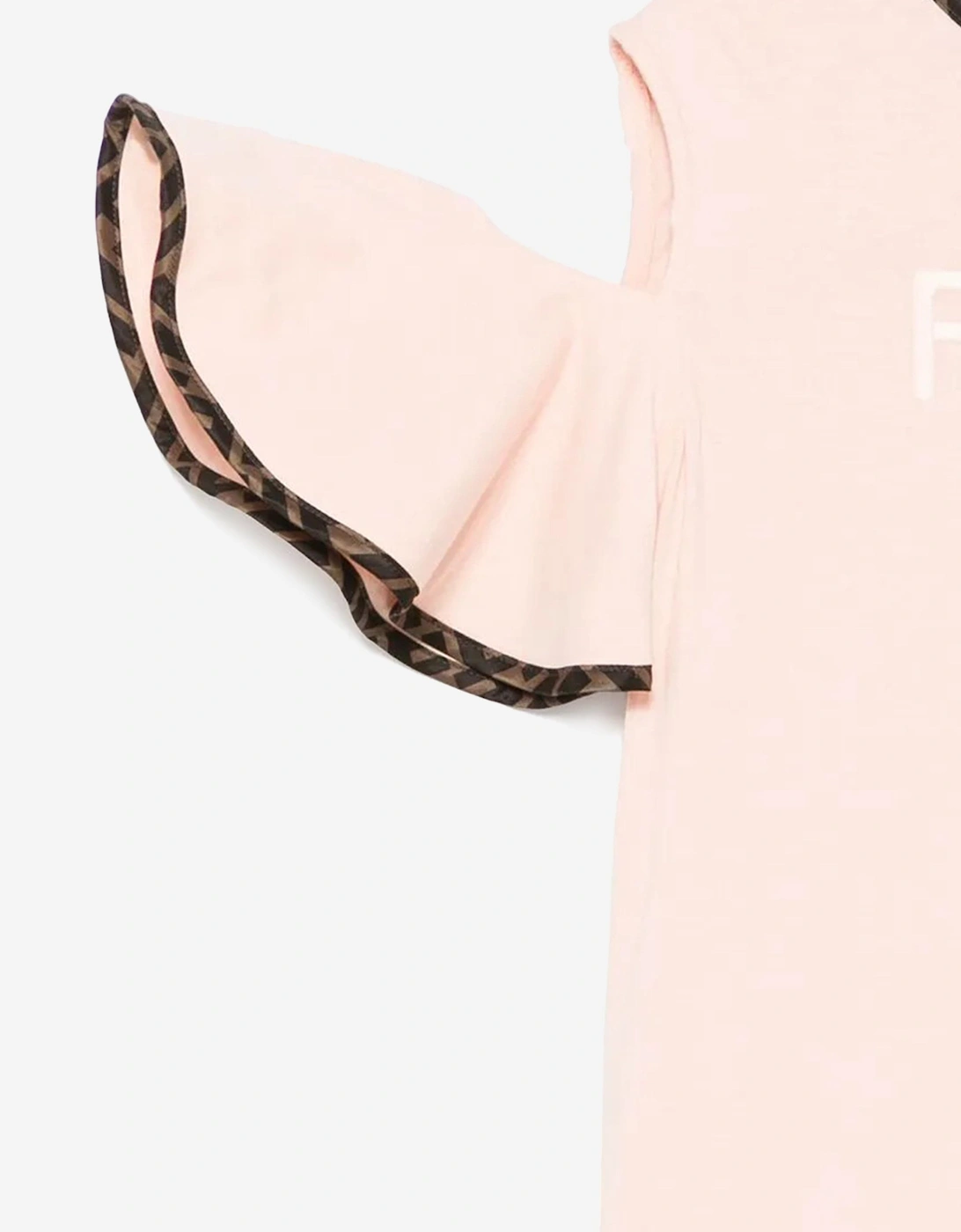 Girls Off The Shoulder Jersey Dress in Pink