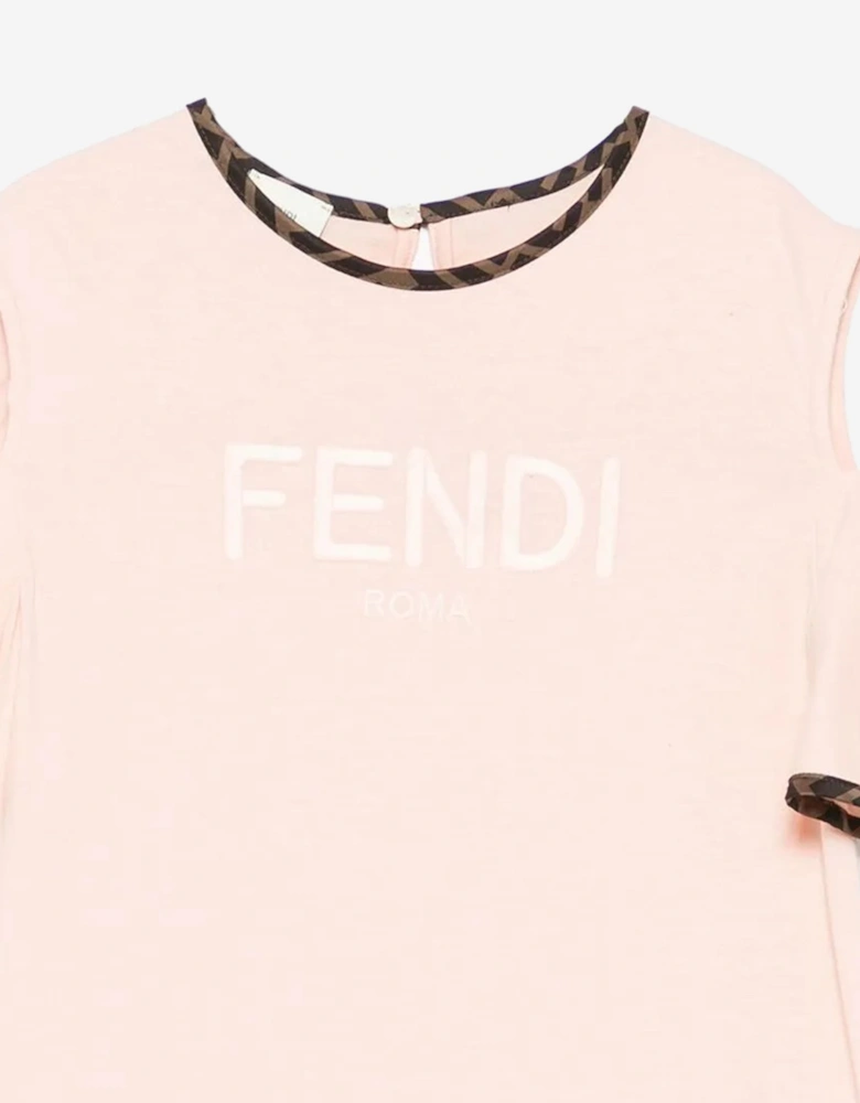 Girls Off The Shoulder Jersey Dress in Pink