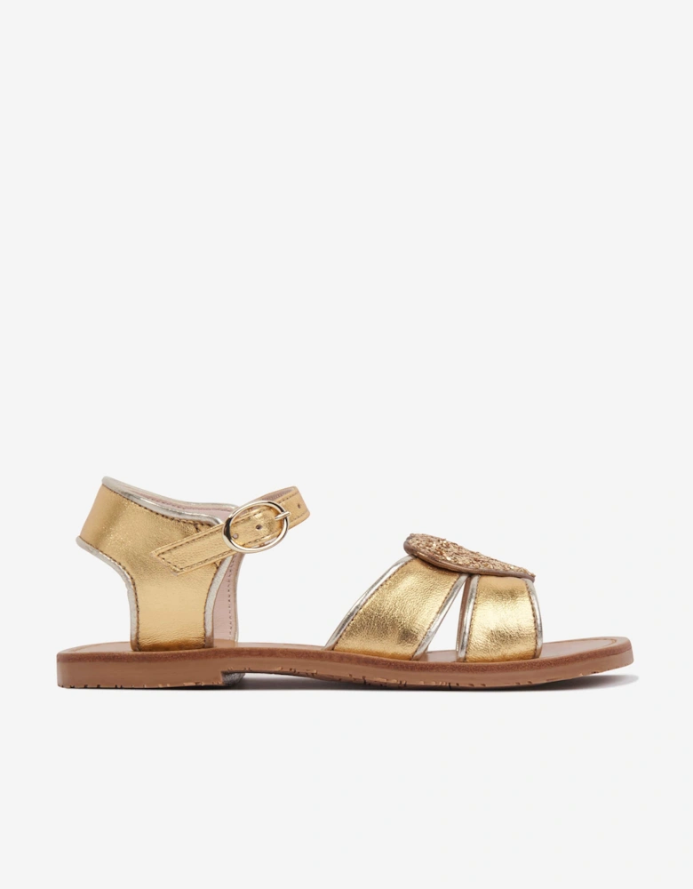 Girls Leather Amora Sandals in Gold