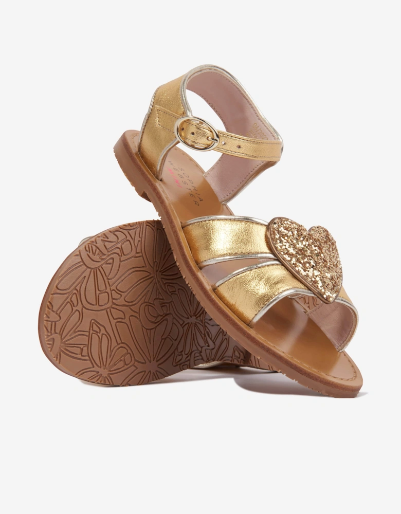 Girls Leather Amora Sandals in Gold