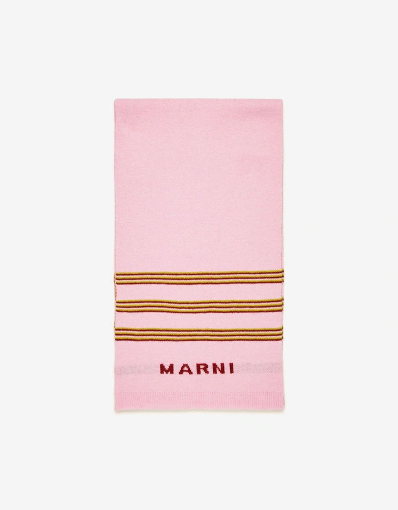 Kids Striped Logo Scarf in Pink