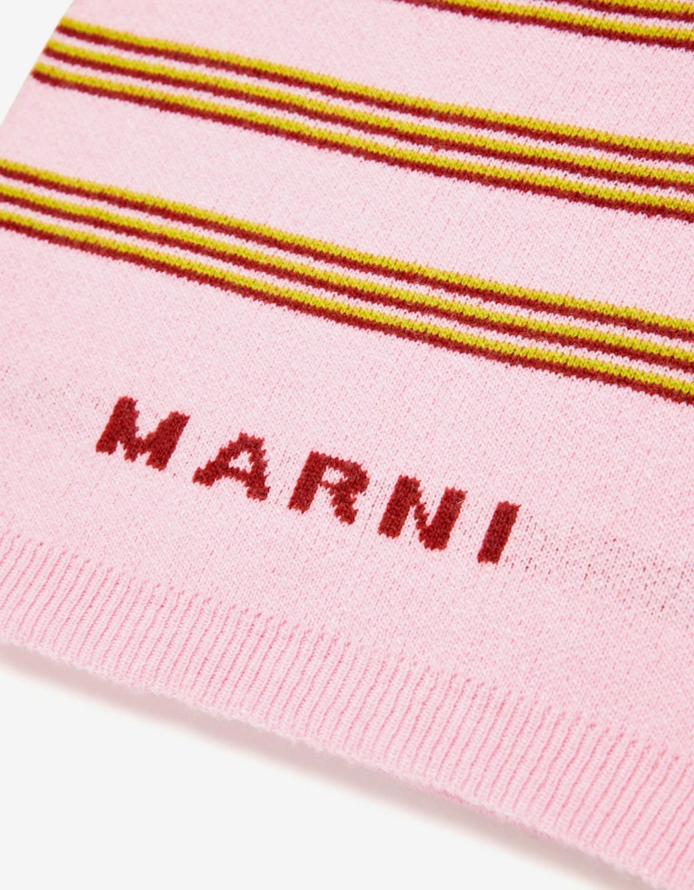 Kids Striped Logo Scarf in Pink