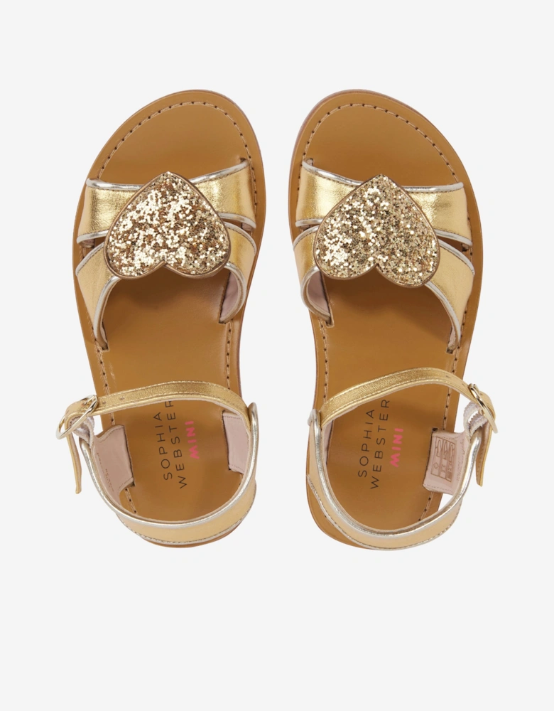 Girls Leather Amora Sandals in Gold