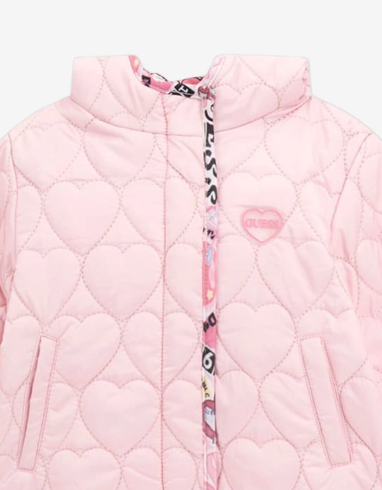 Baby Girls Padded Heart Jacket in Pink