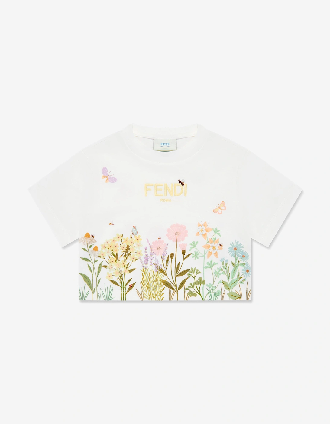 Girls Floral Cropped T-Shirt in White, 6 of 5