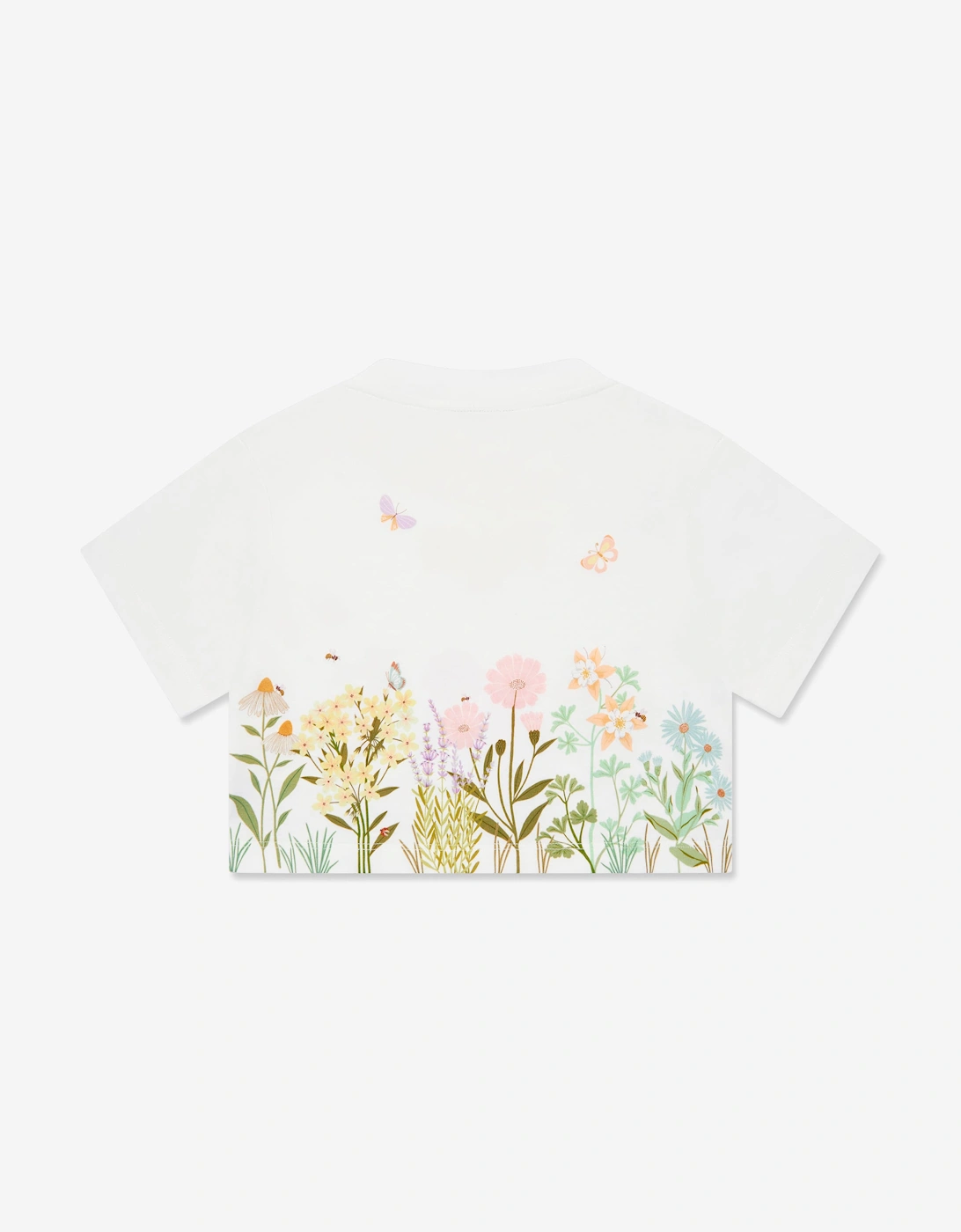 Girls Floral Cropped T-Shirt in White