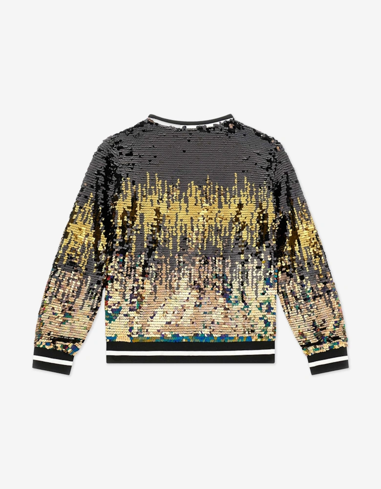 Girls Sequinned Sweatshirt in Black