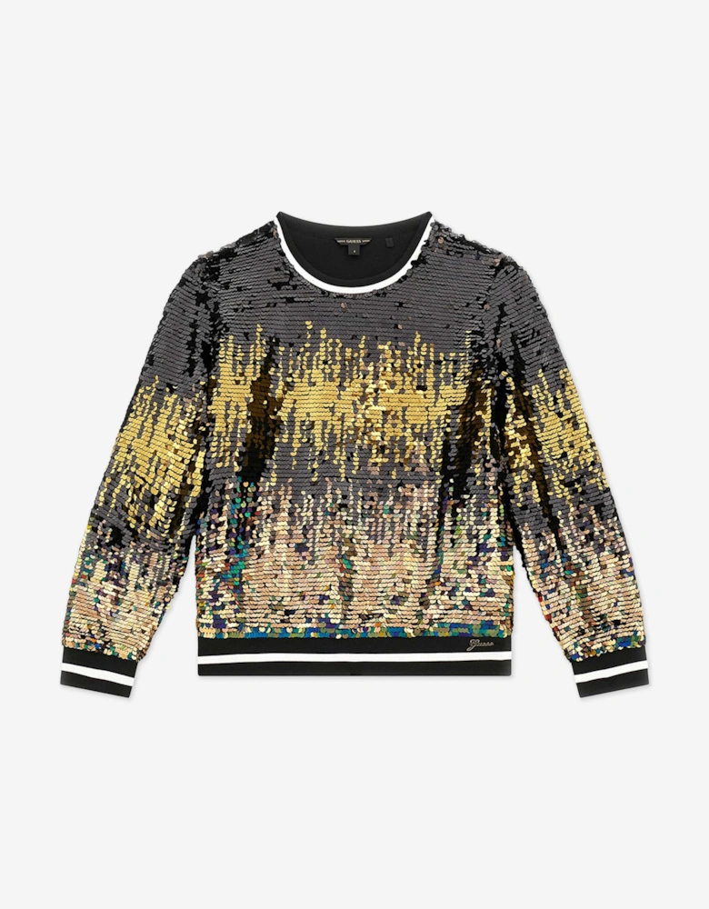 Girls Sequinned Sweatshirt in Black