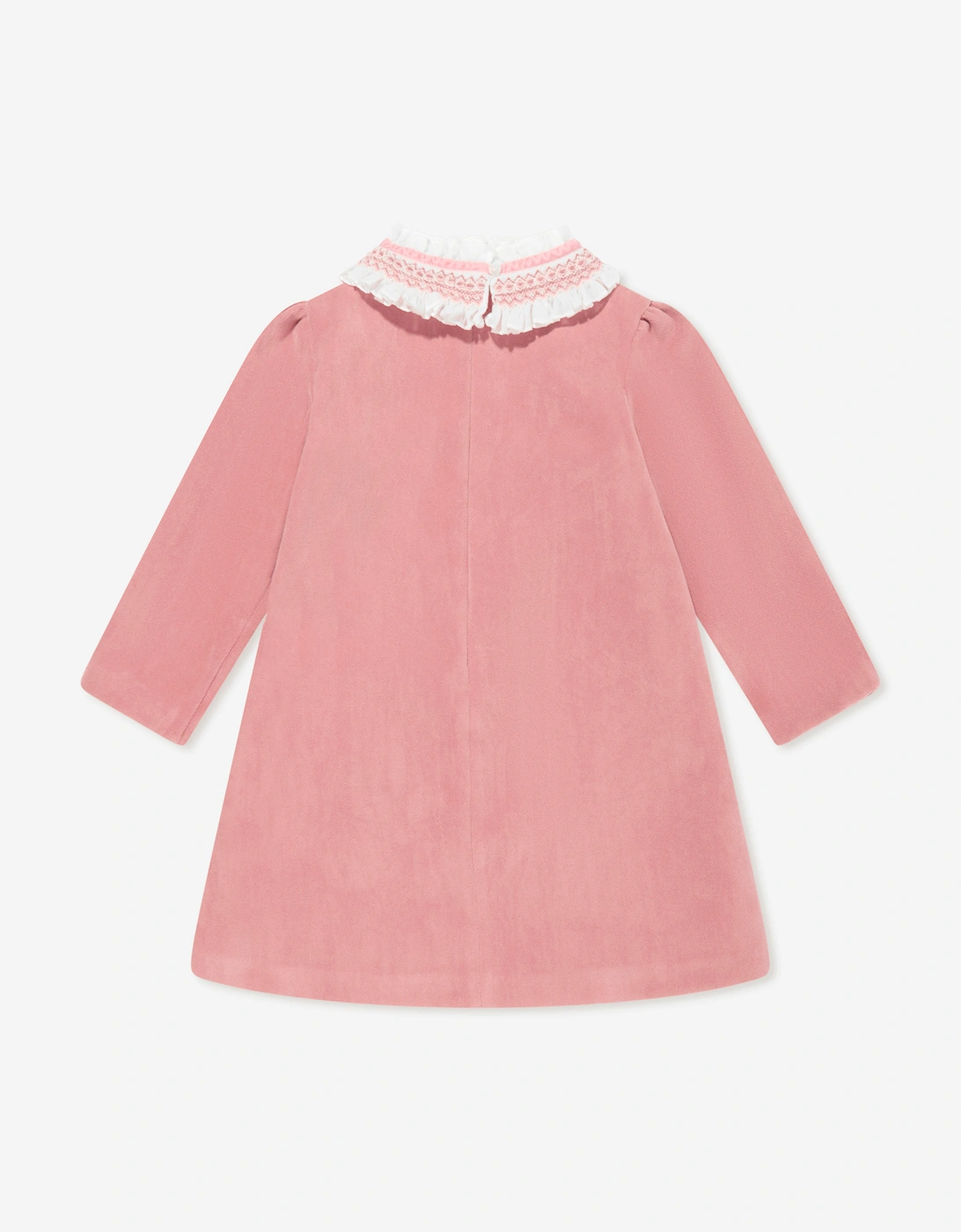 Girls Velvet Smocked Dress in Pink