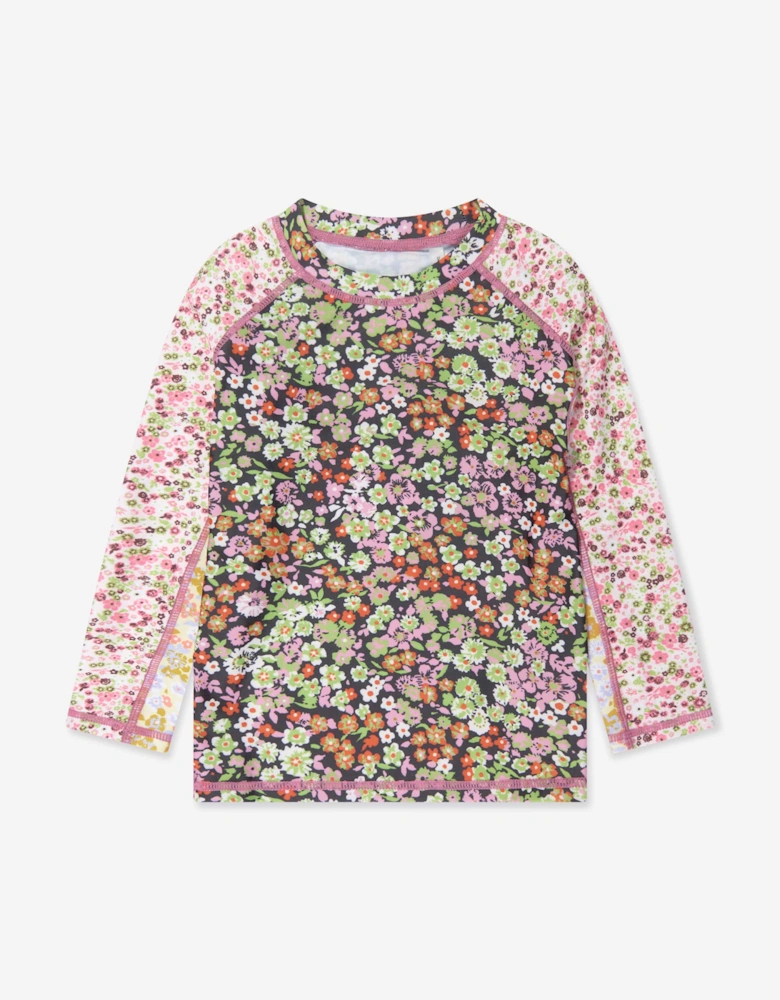 Girls Long Sleeve Neptune Swim Top In Multicolour