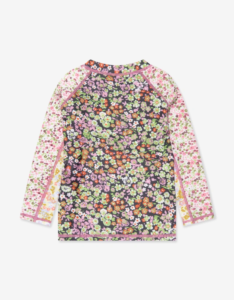 Girls Long Sleeve Neptune Swim Top In Multicolour