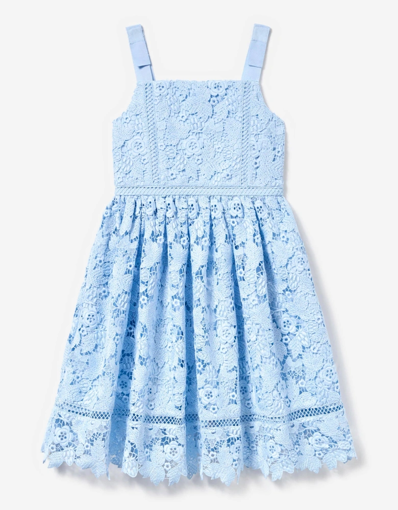 Girls Butterfly Lace Dress in Blue