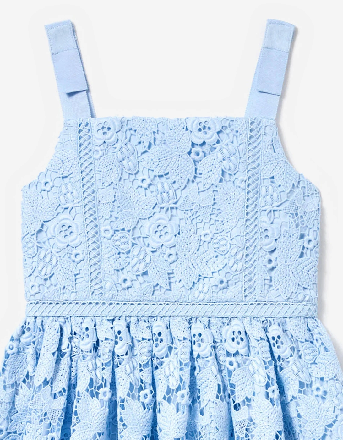 Girls Butterfly Lace Dress in Blue
