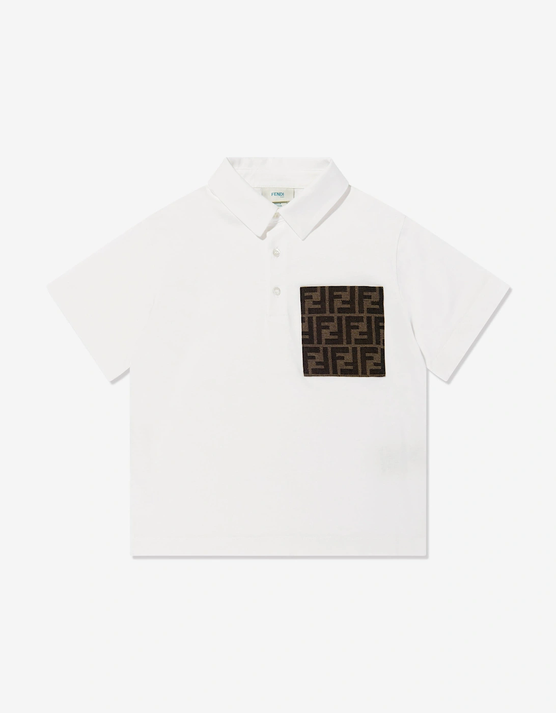 Boys FF Pocket Polo Shirt in White, 5 of 4