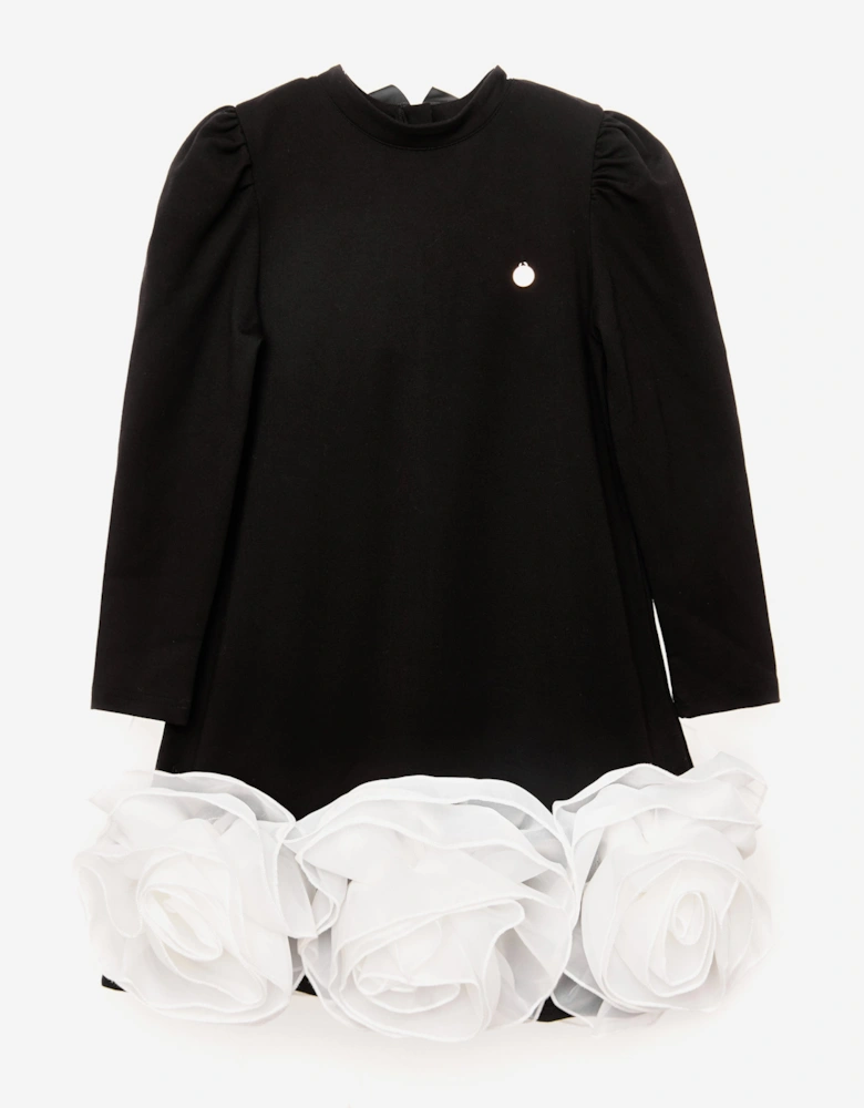 BCBGMAXAZRIA Girls 3D Organza Roses Dress in Black