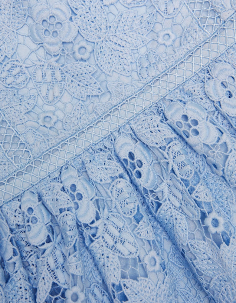 Girls Butterfly Lace Dress in Blue