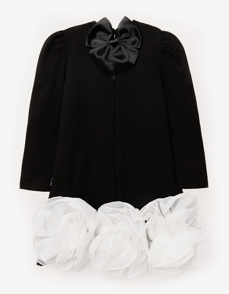 BCBGMAXAZRIA Girls 3D Organza Roses Dress in Black