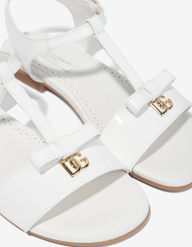 Girls Patent Leather Sandals in White
