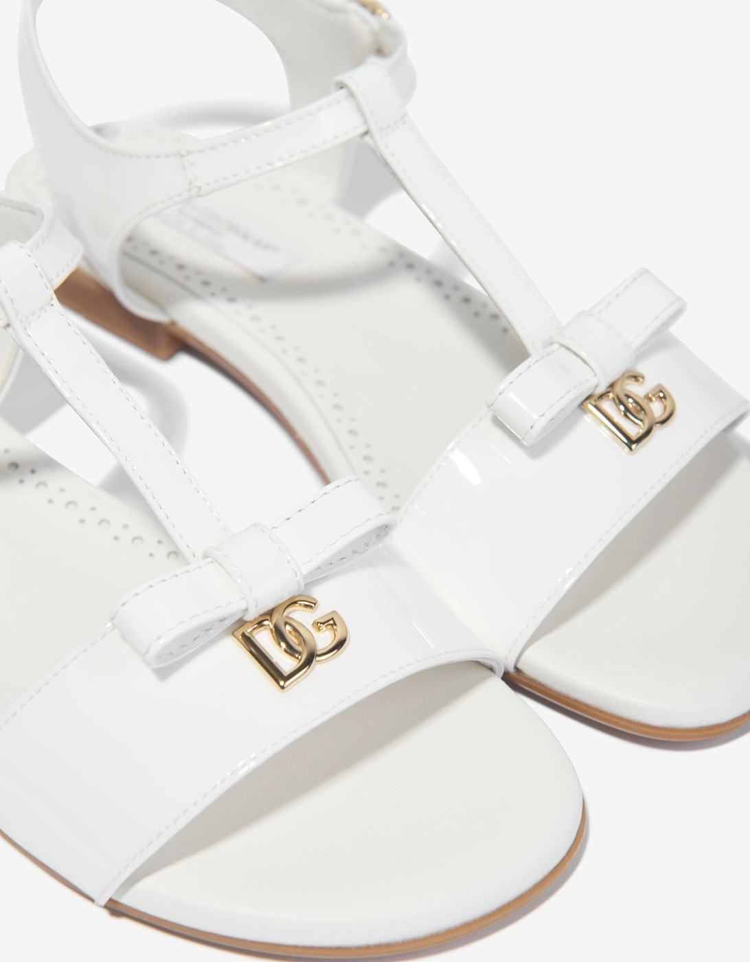 Girls Patent Leather Sandals in White