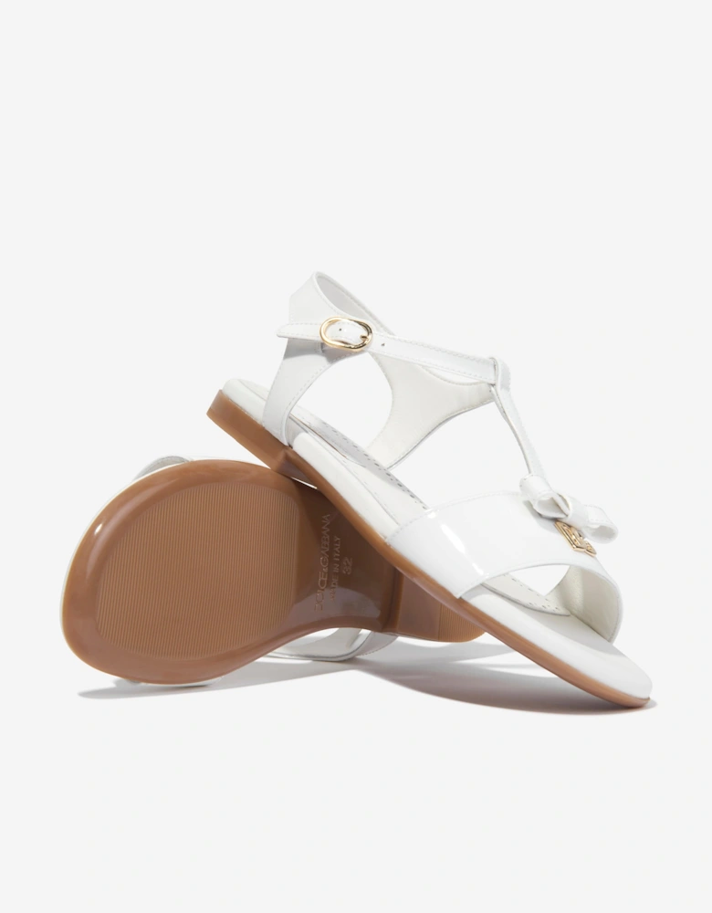 Girls Patent Leather Sandals in White