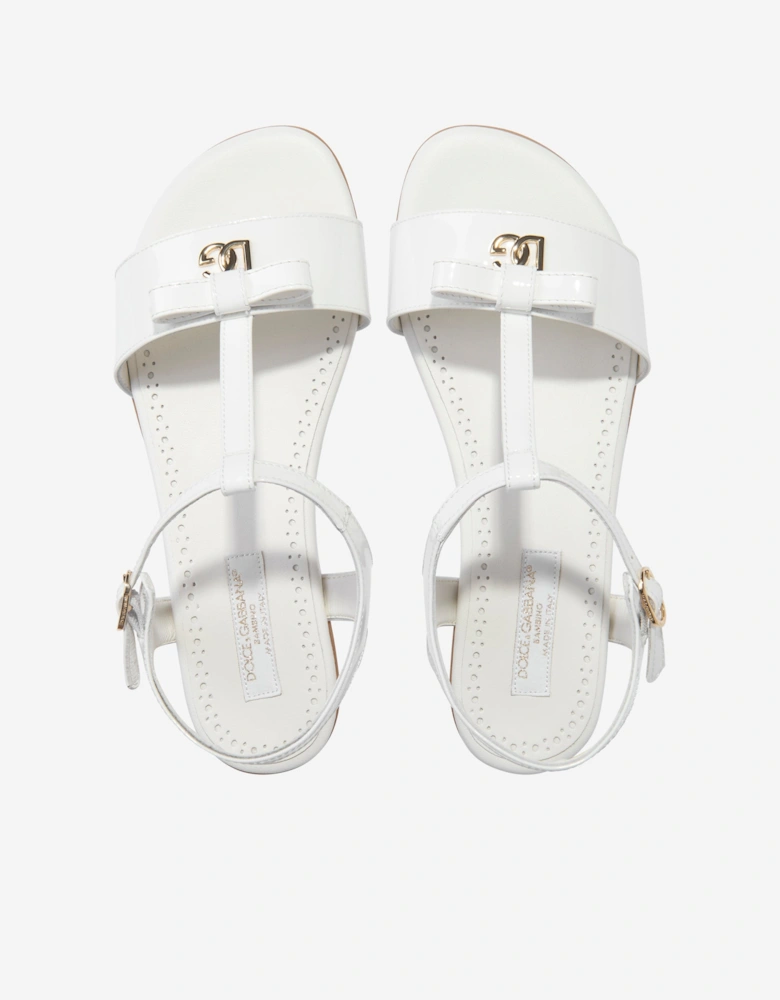 Girls Patent Leather Sandals in White