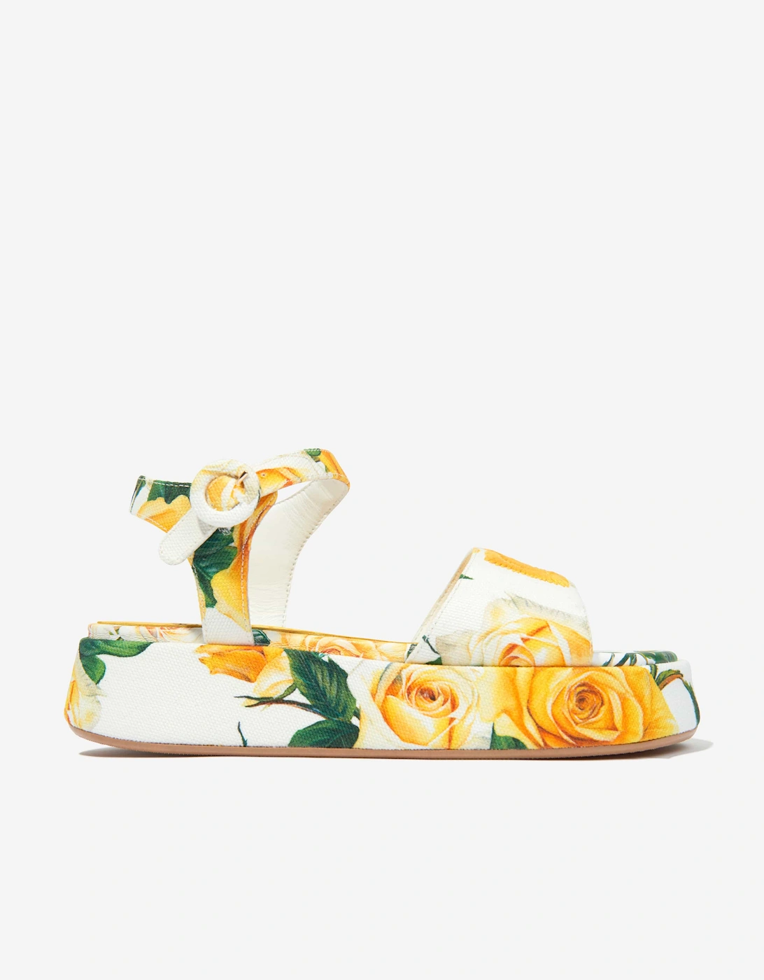 Girls Canvas Rose Print Sandals in Multicolour, 5 of 4