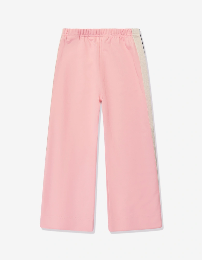 Girls Wide Leg Track Pants in Pink