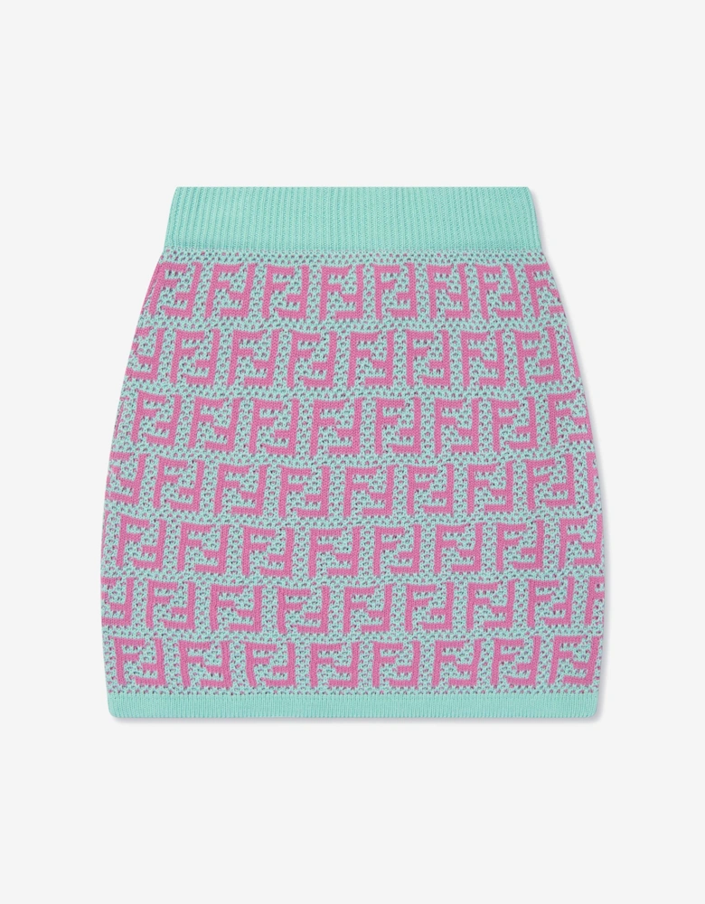 Girls FF Crochet Knit Skirt in Multicolour