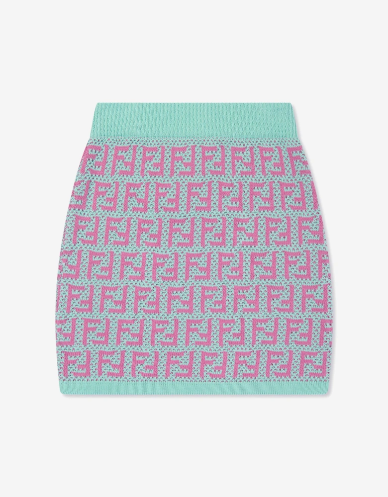 Girls FF Crochet Knit Skirt in Multicolour