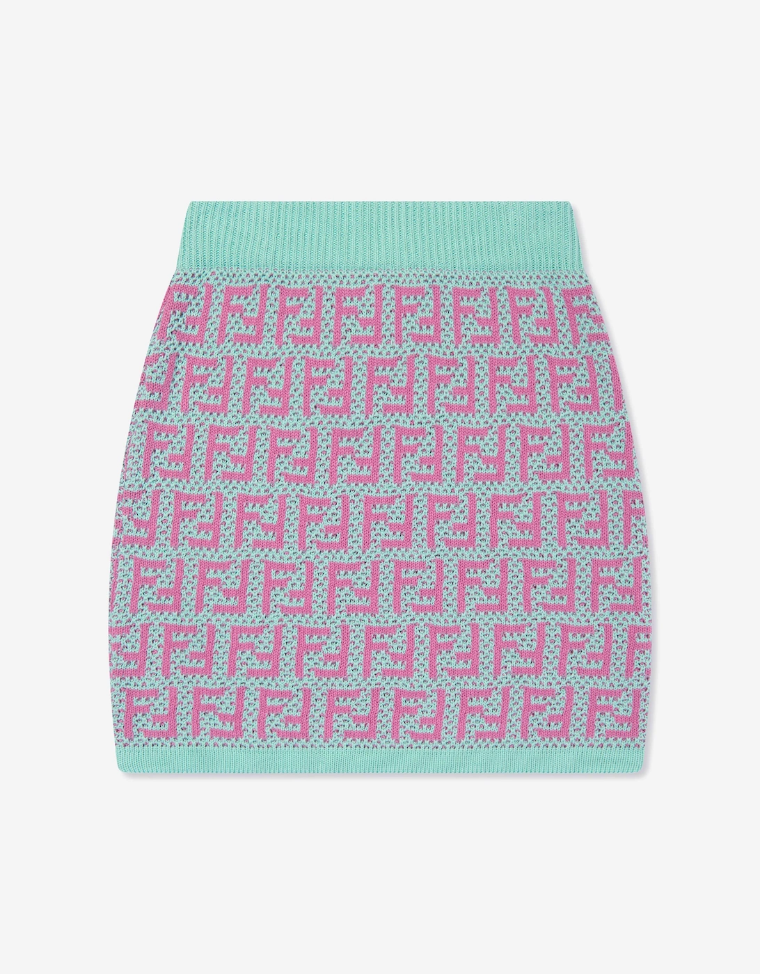 Girls FF Crochet Knit Skirt in Multicolour