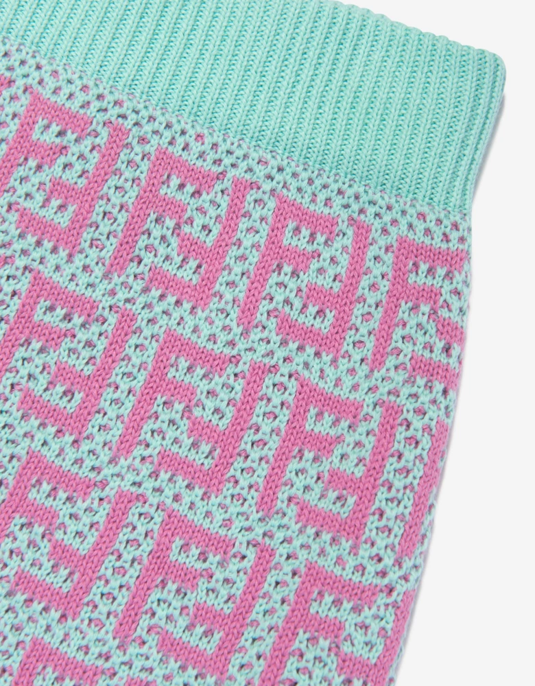 Girls FF Crochet Knit Skirt in Multicolour