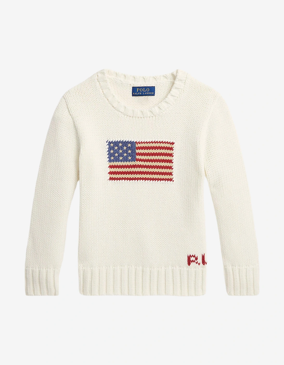 Boys Cotton Knit Flag Jumper in Ivory, 6 of 5