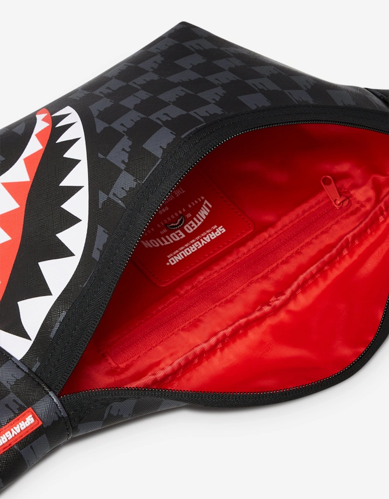 Kids Drip Check Shark Belt Bag in Black (23cm)