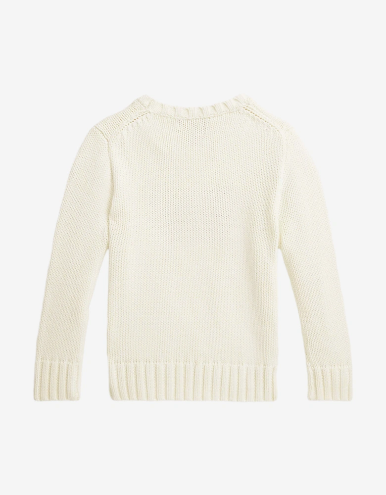 Boys Cotton Knit Flag Jumper in Ivory