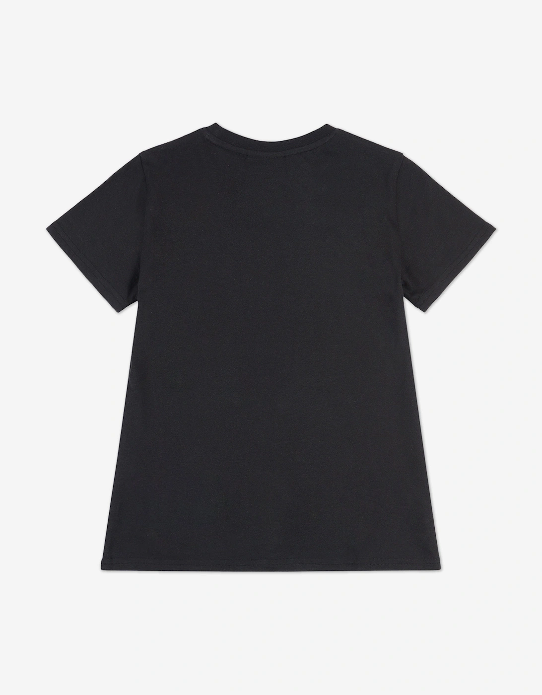 Girls Diamante Logo Fitted T-Shirt in Black