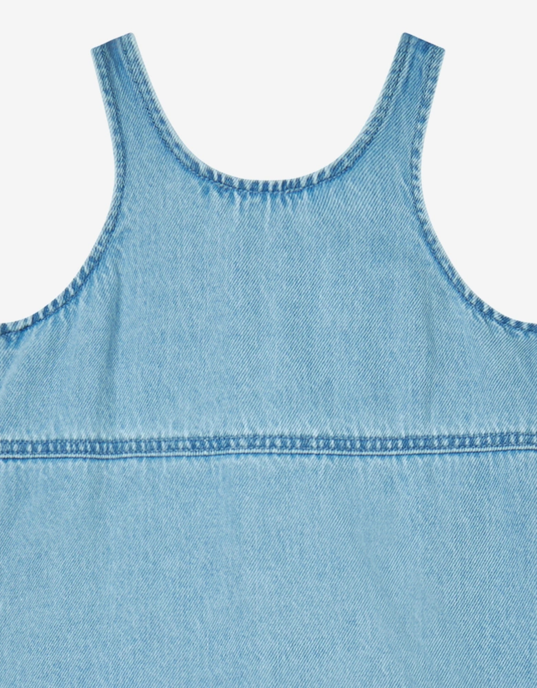 Girls Chambray Jewelled Dress in Blue