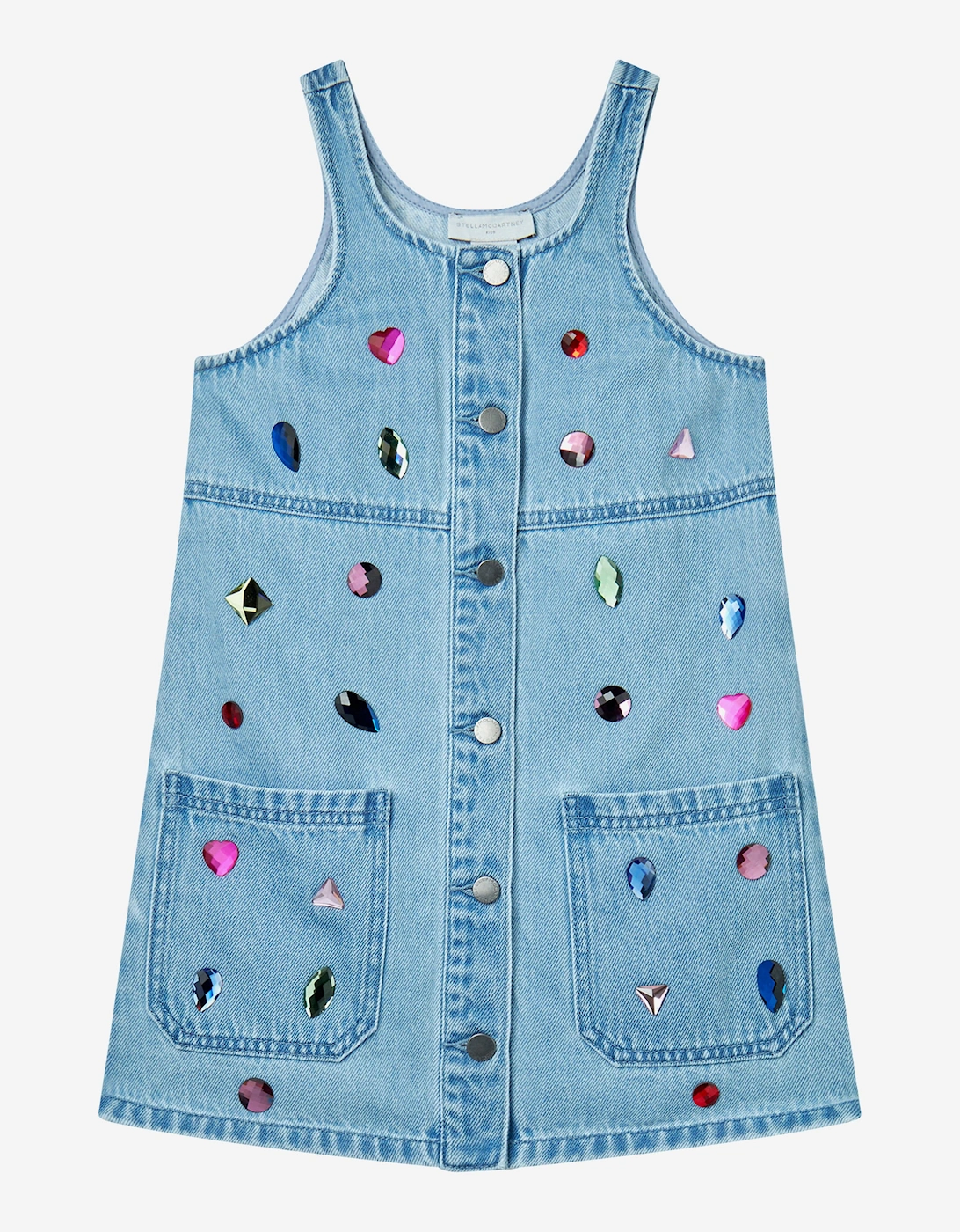 Girls Chambray Jewelled Dress in Blue, 5 of 4