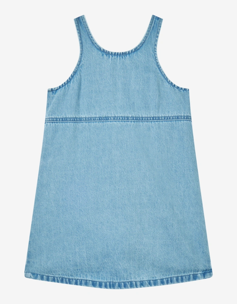 Girls Chambray Jewelled Dress in Blue