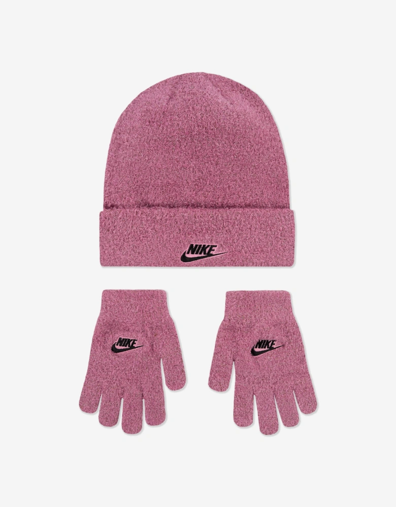 Girls Twinkle Cozy Apex 2 Piece Beanie Set in Pink
