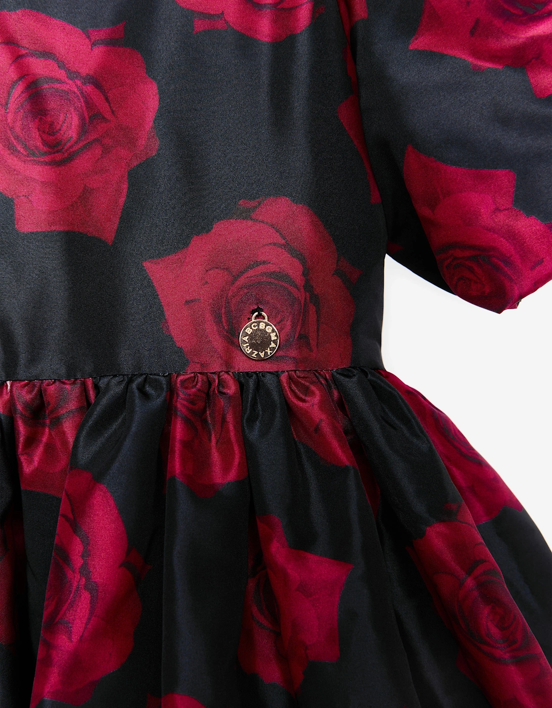 BCBGMAXAZRIA Girls Digital Print Rose Dress in Black