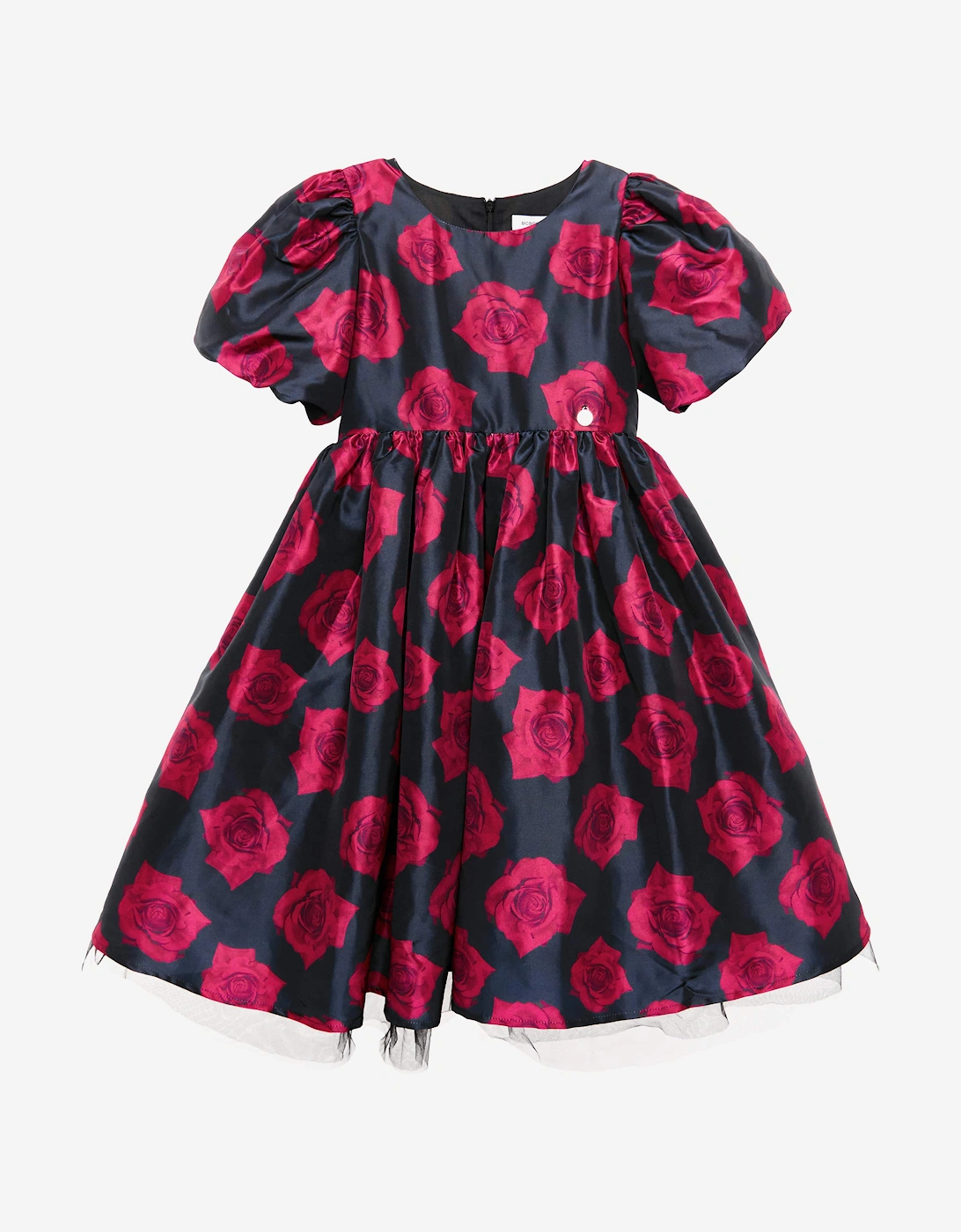 BCBGMAXAZRIA Girls Digital Print Rose Dress in Black, 5 of 4