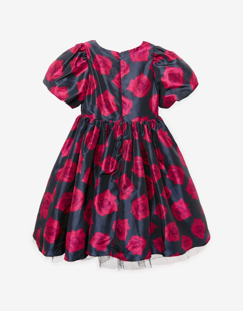 BCBGMAXAZRIA Girls Digital Print Rose Dress in Black