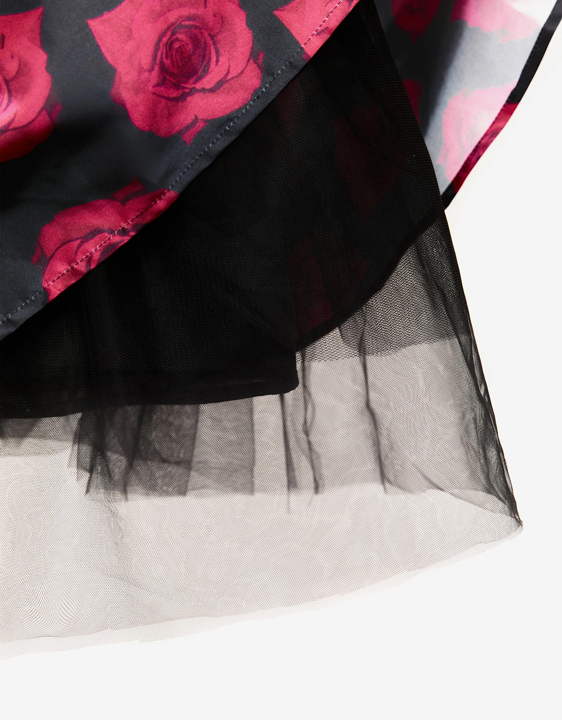 BCBGMAXAZRIA Girls Digital Print Rose Dress in Black