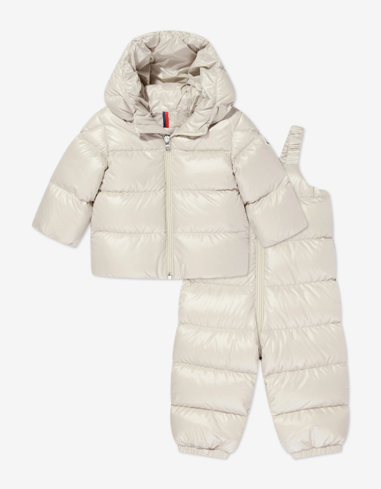 Baby Down Padded Snowsuit in Beige